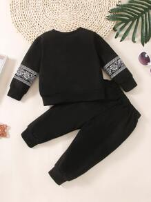 Baby Boy Paisley Print Sweatshirt & Joggers - Black - View 2