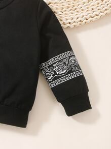 Baby Boy Paisley Print Sweatshirt & Joggers - Black - View 5