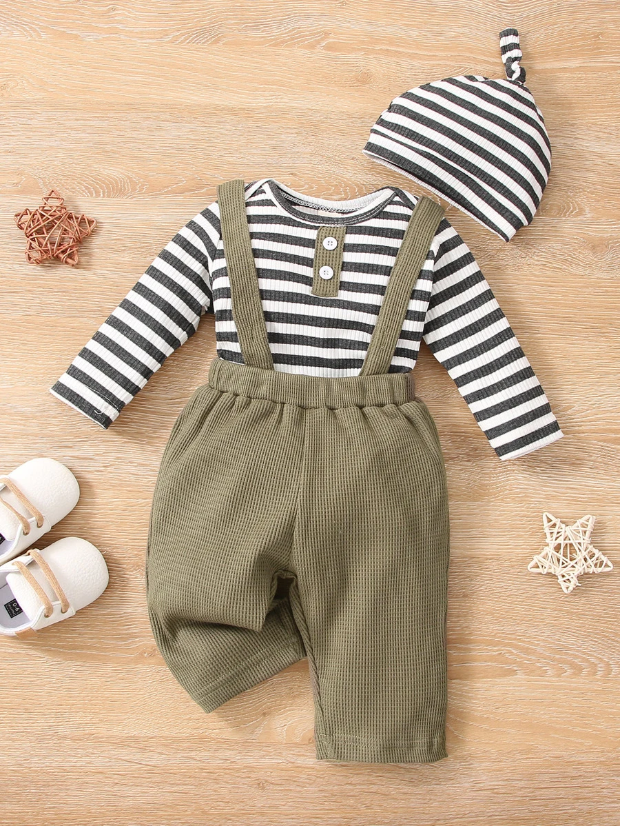 Bộ đồ Em bé Nút Sọc Giải trí - Nhiều màu - Xem 1