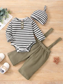 Bộ đồ Em bé Nút Sọc Giải trí - Nhiều màu - Xem 3