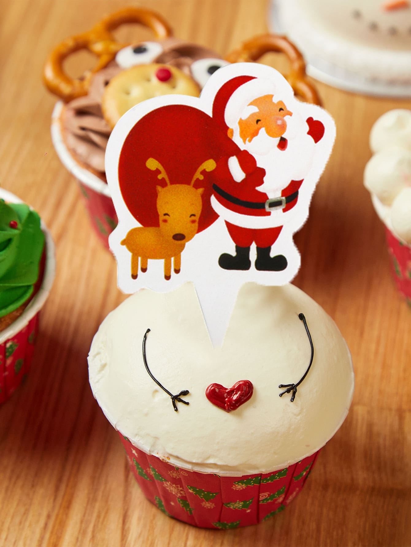 50pcs Christmas Decorative Cake Topper - Red - View 1