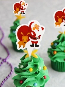 50pcs Christmas Decorative Cake Topper - Red - View 2