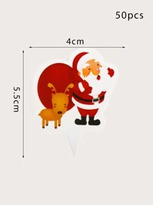 50pcs Christmas Decorative Cake Topper - Red - View 3