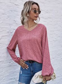 Blusa escote V con estampado - Rosa - Ver 5