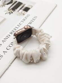 1pc Faux Pearl Decor Thiết kế Scrunchie Apple Watch Band Apple Watch Strap Band Apple Watch Strap Band Apple Watch Strap Strap Band, Apple Watch Band Apple Watch Strap Band Apple Watch Strap Band Apple Watch Strap Band 49/45/44/42/41/40/38mm Tương thích với Apple Watch Band Apple Watch Strap Band Apple Watch Band Apple Watch Strap Strap Ultra/SE 8/7/6/5/4/3/2/1 - trắng - Xem 3