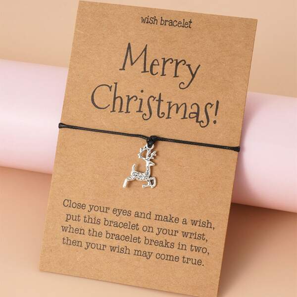 

Christmas Deer Charm Bracelet, Black