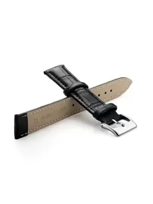 1入組黑色經典柔軟 PU 材質優質竹節圖案運動錶帶 12/14/16/18/20/22/24 毫米，素色錶帶帶維修工具