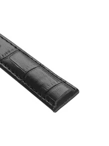 1入組黑色經典柔軟 PU 材質優質竹節圖案運動錶帶 12/14/16/18/20/22/24 毫米，素色錶帶帶維修工具