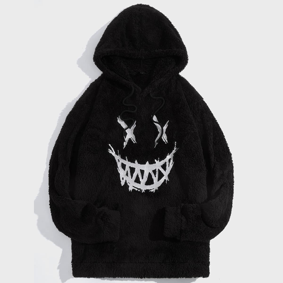 для мужчины Худи с мультипликационной вышивкой из плюша на кулиске