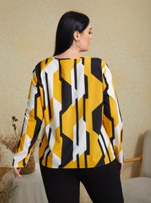 SHEIN Clasi Áo sơ mi Plus Size Hình học Giải trí - Nhiều màu - Xem 2