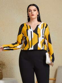 SHEIN Clasi Áo sơ mi Plus Size Hình học Giải trí - Nhiều màu - Xem 3