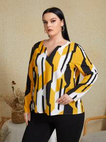 SHEIN Clasi Áo sơ mi Plus Size Hình học Giải trí - Nhiều màu - Xem 4