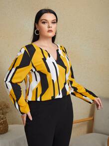 SHEIN Clasi Áo sơ mi Plus Size Hình học Giải trí - Nhiều màu - Xem 5