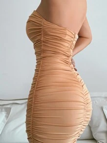 素色無痕抹胸內衣套裝 - 深灰色 - 查看 6