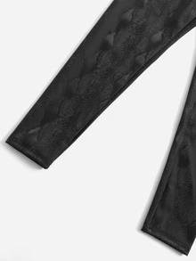 SHEIN 女孩蛇紋PU皮打底褲 - 黑色 - 查看 3