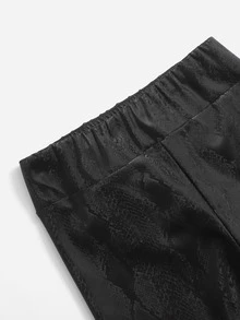 SHEIN 女孩蛇紋PU皮打底褲 - 黑色 - 查看 4