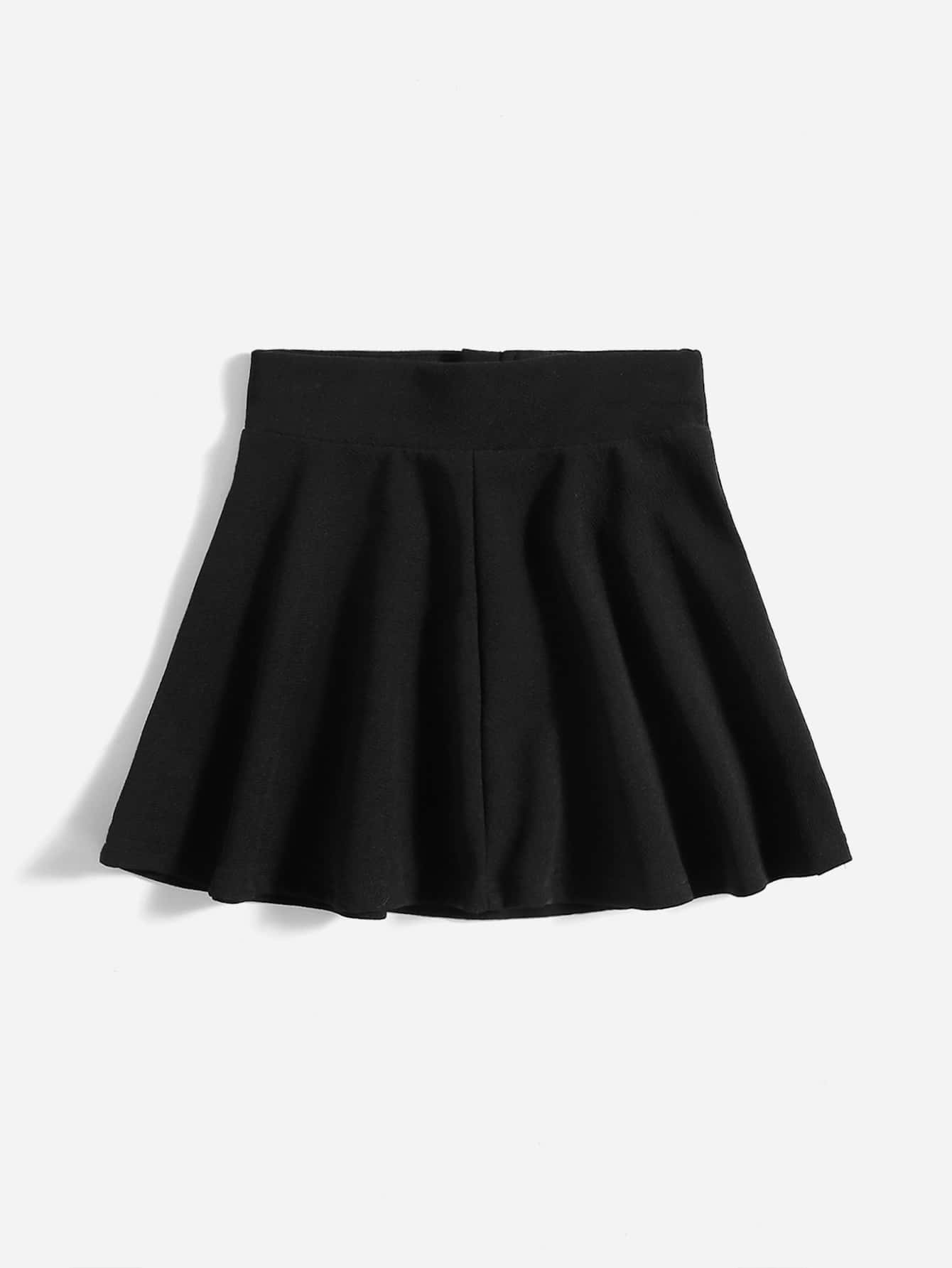 SHEIN 少女半拉鍊擺裙 - 黑色 - 查看 2