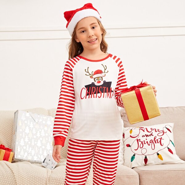 

для девочек Домашний комплект рождественский и в полоску, Красный и белый