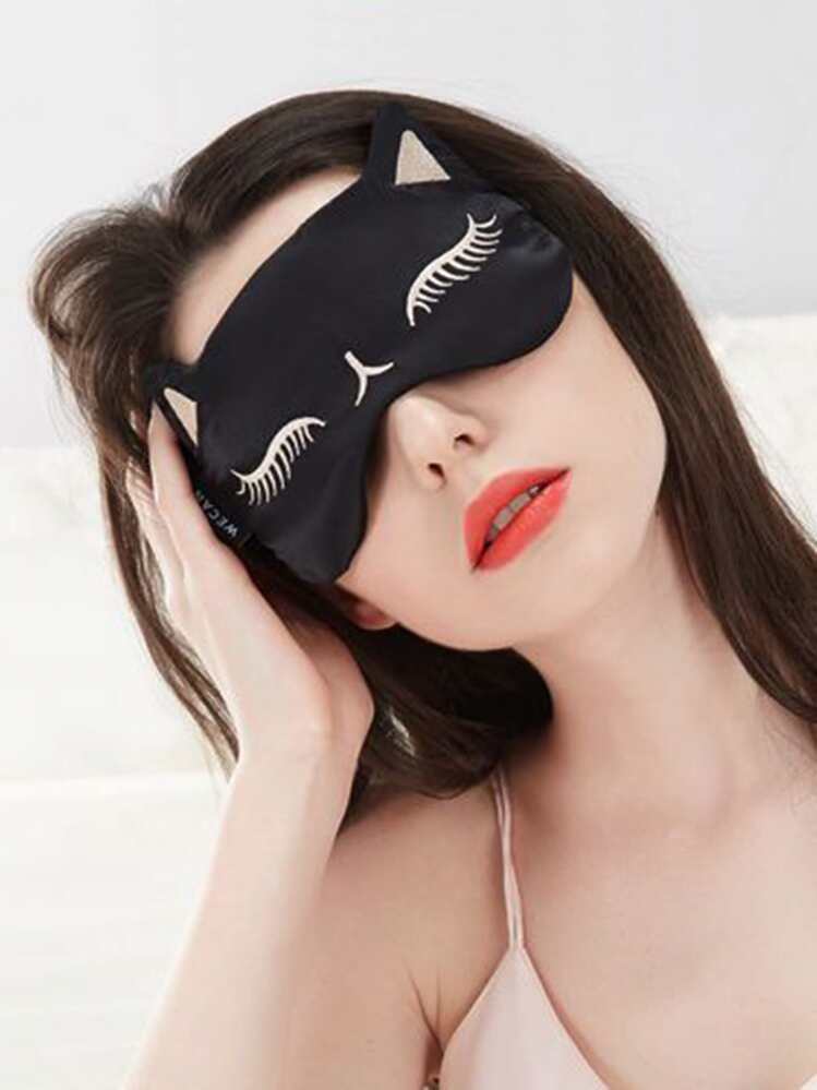 Fox Design Eye Cover, Modern Eyeshade For SleepingFor Bedroom,Travel,Office,School - Black - View 1