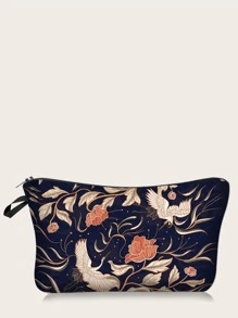 1Pc Y2K Aesthetic Chinese Style Crane Cosmetic Bag Hand Holding Storage Portable Toiletry Bag Makeup Bag For Women Girls ,Makeup Bag Makeup Pouch Skincare Bag Toiletry Bag Packing Cubes,Travel Essentials Cruise Essentials Dorm Essentials,Wedding Bridesmaid Gifts,Mom Gifts,Birthday Gifts,Gifts For Friends And Teachers,Home Decor,Bathroom Livingroom Bedroom Decor,Bathroom Organizer,Jewelry Organizer,Lip Oil Organizer,Nail Polish Organizer - Navy Blue - View 1