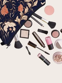 1Pc Y2K Aesthetic Chinese Style Crane Cosmetic Bag Hand Holding Storage Portable Toiletry Bag Makeup Bag For Women Girls ,Makeup Bag Makeup Pouch Skincare Bag Toiletry Bag Packing Cubes,Travel Essentials Cruise Essentials Dorm Essentials,Wedding Bridesmaid Gifts,Mom Gifts,Birthday Gifts,Gifts For Friends And Teachers,Home Decor,Bathroom Livingroom Bedroom Decor,Bathroom Organizer,Jewelry Organizer,Lip Oil Organizer,Nail Polish Organizer - Navy Blue - View 2