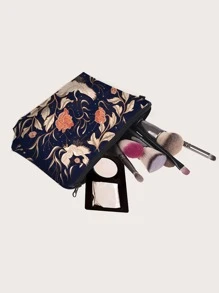 1Pc Y2K Aesthetic Chinese Style Crane Cosmetic Bag Hand Holding Storage Portable Toiletry Bag Makeup Bag For Women Girls ,Makeup Bag Makeup Pouch Skincare Bag Toiletry Bag Packing Cubes,Travel Essentials Cruise Essentials Dorm Essentials,Wedding Bridesmaid Gifts,Mom Gifts,Birthday Gifts,Gifts For Friends And Teachers,Home Decor,Bathroom Livingroom Bedroom Decor,Bathroom Organizer,Jewelry Organizer,Lip Oil Organizer,Nail Polish Organizer - Navy Blue - View 3