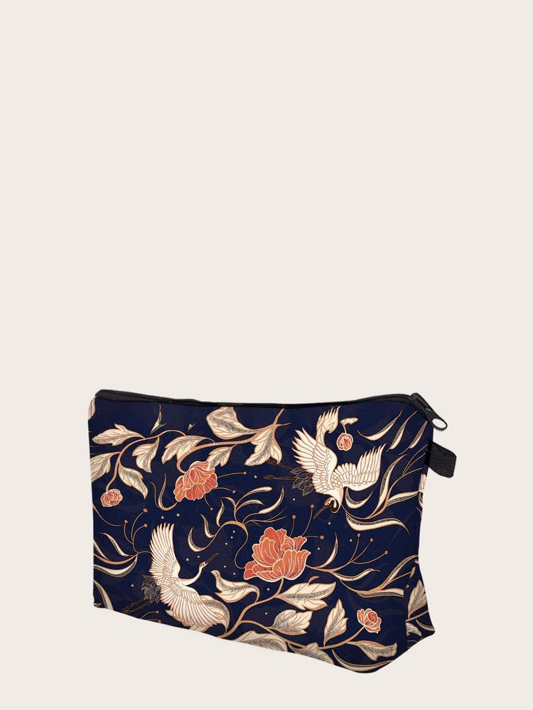 1Pc Y2K Aesthetic Chinese Style Crane Cosmetic Bag Hand Holding Storage Portable Toiletry Bag Makeup Bag For Women Girls ,Makeup Bag Makeup Pouch Skincare Bag Toiletry Bag Packing Cubes,Travel Essentials Cruise Essentials Dorm Essentials,Wedding Bridesmaid Gifts,Mom Gifts,Birthday Gifts,Gifts For Friends And Teachers,Home Decor,Bathroom Livingroom Bedroom Decor,Bathroom Organizer,Jewelry Organizer,Lip Oil Organizer,Nail Polish Organizer - Navy Blue - View 8