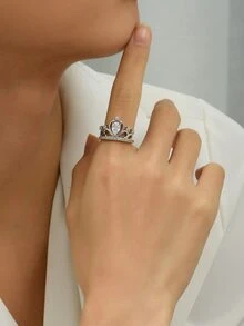 Vương miện thiết kế nhẫn - Bạc - Xem 4