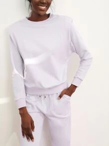 SHEIN Unity 墊肩套頭衫 - 紫丁香色 - 查看 8