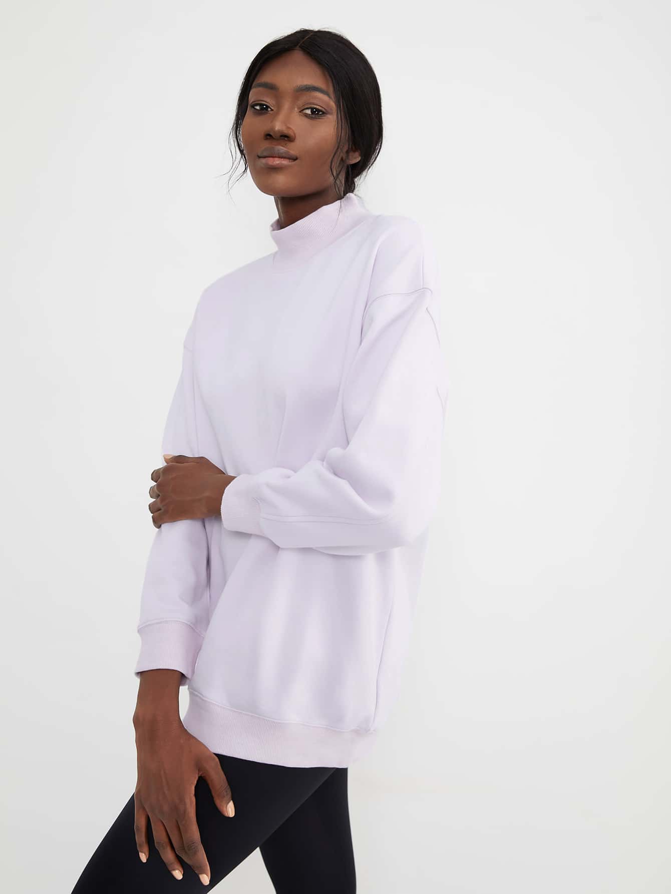 Mock Neck Longline Sweatshirt