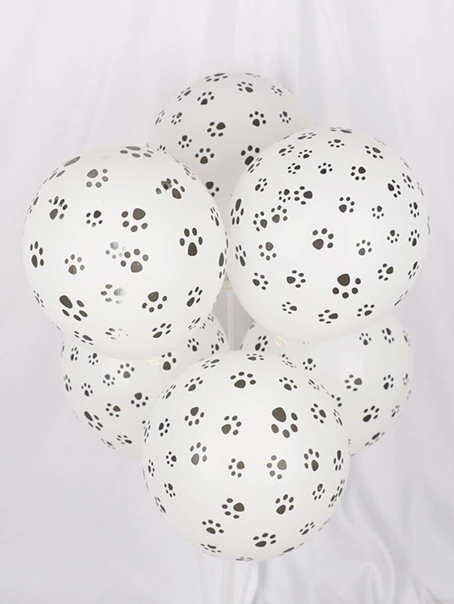 6 cái Paw Print Balloon Set - Đen và trắng - Xem 1