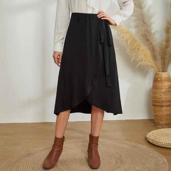 

Knot Side Wrap Skirt, Black