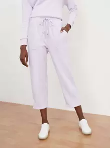 SHEIN Unity Pantalones deportivos unicolor recortado - Lila Púrpura - Ver 1