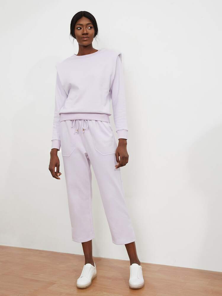 SHEIN Unity Quần thể thao Chất rắn Quần skinny - Màu Lilac Tím - Xem 3