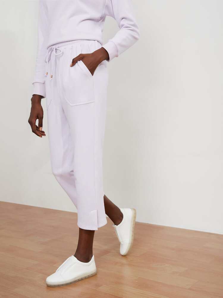 SHEIN Unity Quần thể thao Chất rắn Quần skinny - Màu Lilac Tím - Xem 4