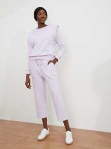 SHEIN Unity Pantalones deportivos unicolor recortado - Lila Púrpura - Ver 7
