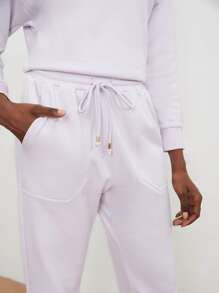 SHEIN Unity Pantalones deportivos unicolor recortado - Lila Púrpura - Ver 9