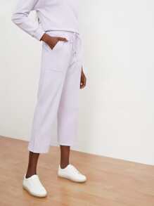 SHEIN Unity Pantalones deportivos unicolor recortado - Lila Púrpura - Ver 10