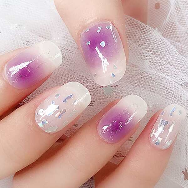 

14шт омбре Наклейка для ногтей & 1шт пилочка для ногтей, Многоцветный