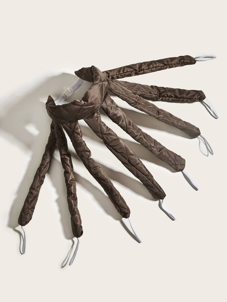 Rizador sin calor holgado de ajuste sencillo, rizador de ondas grandes de ocho garras para dormir y hacer rizos fáciles con herramientas de peluquería de color café por un imán de presión para niñas - Café integral - Añade 1