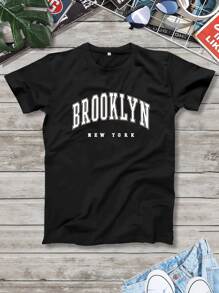 Aesthetic Post--Men Letter Graphic Tee - Black - View 1