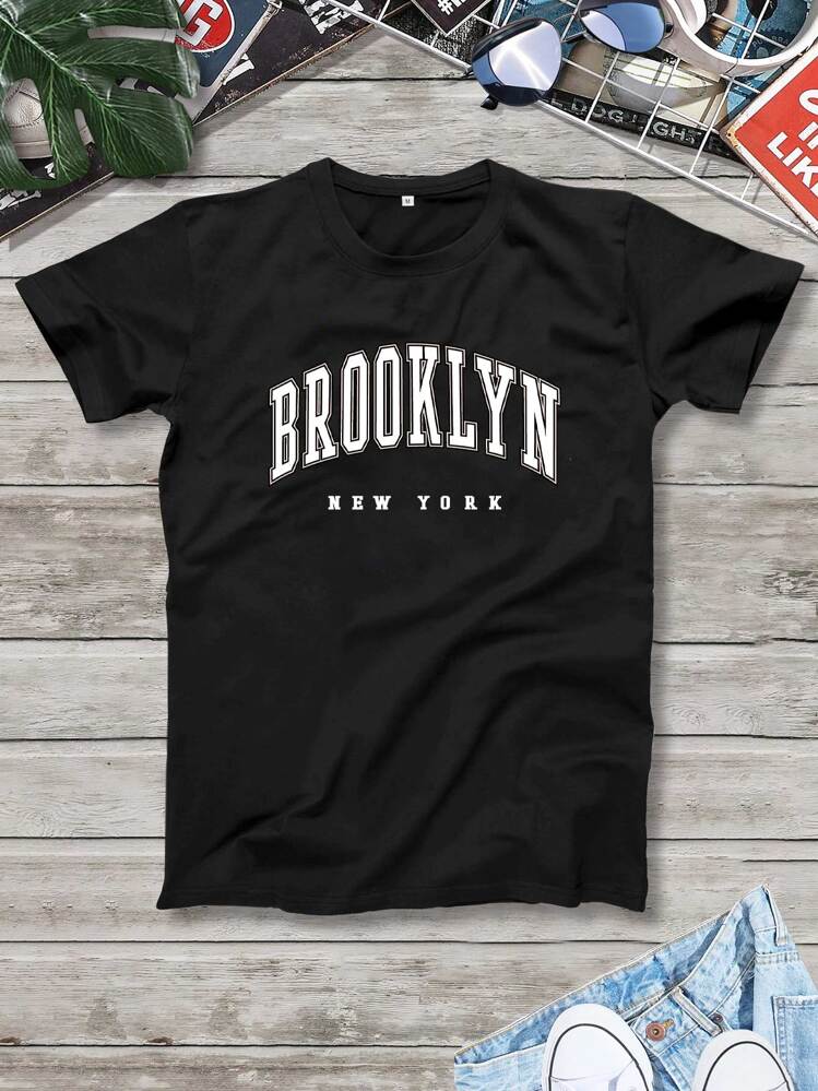 Aesthetic Post 男士字母圖案T恤 - 黑色 - 查看 1