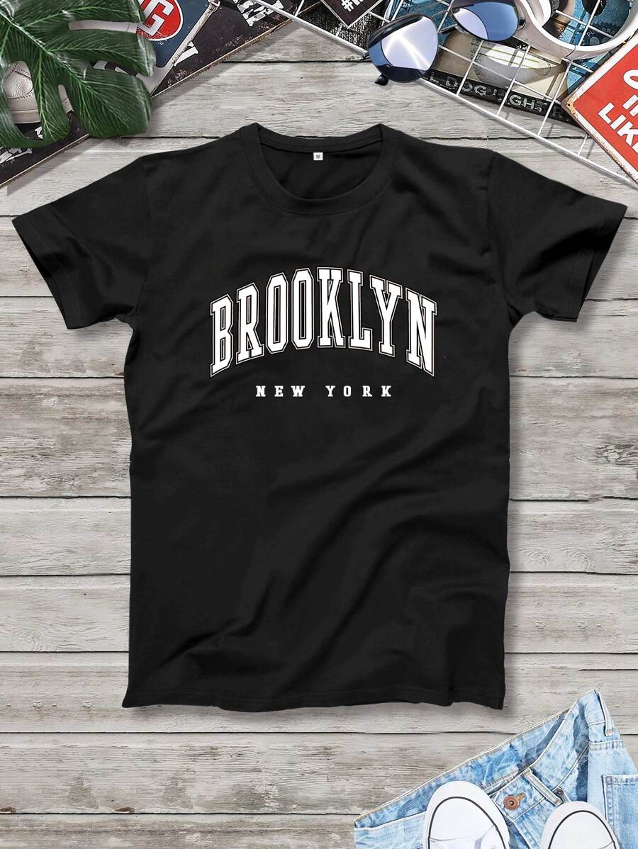 Aesthetic Post--Men Letter Graphic Tee - Black - View 1