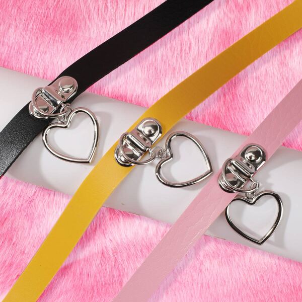 

3pcs Heart Decor Choker, Multicolor