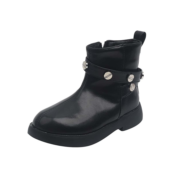 

Girls Studded Decor Side Zip Boots, Black