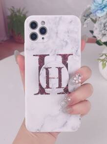 Letter Graphic Phone Case With Stand-Out Phone Grip - Multicolor - View 1