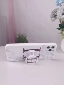 Letter Graphic Phone Case With Stand-Out Phone Grip - Multicolor - View 2