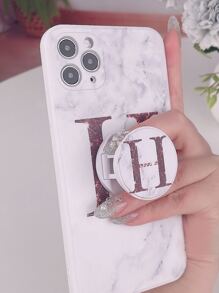 Letter Graphic Phone Case With Stand-Out Phone Grip - Multicolor - View 3