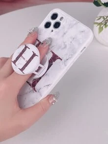 Letter Graphic Phone Case With Stand-Out Phone Grip - Multicolor - View 4