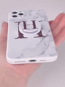 Letter Graphic Phone Case With Stand-Out Phone Grip - Multicolor - View 5